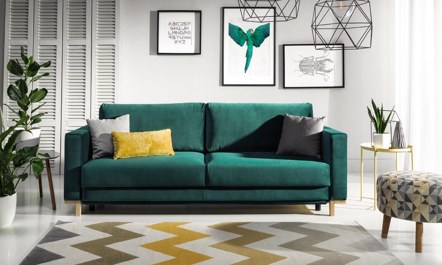 zielona kanapa do salonu MODO - inspiracje