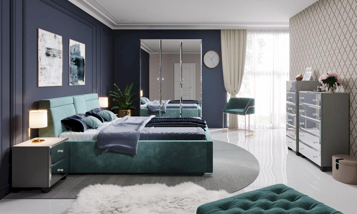 Sypialnia glamour w bloku – odrobina luksusu