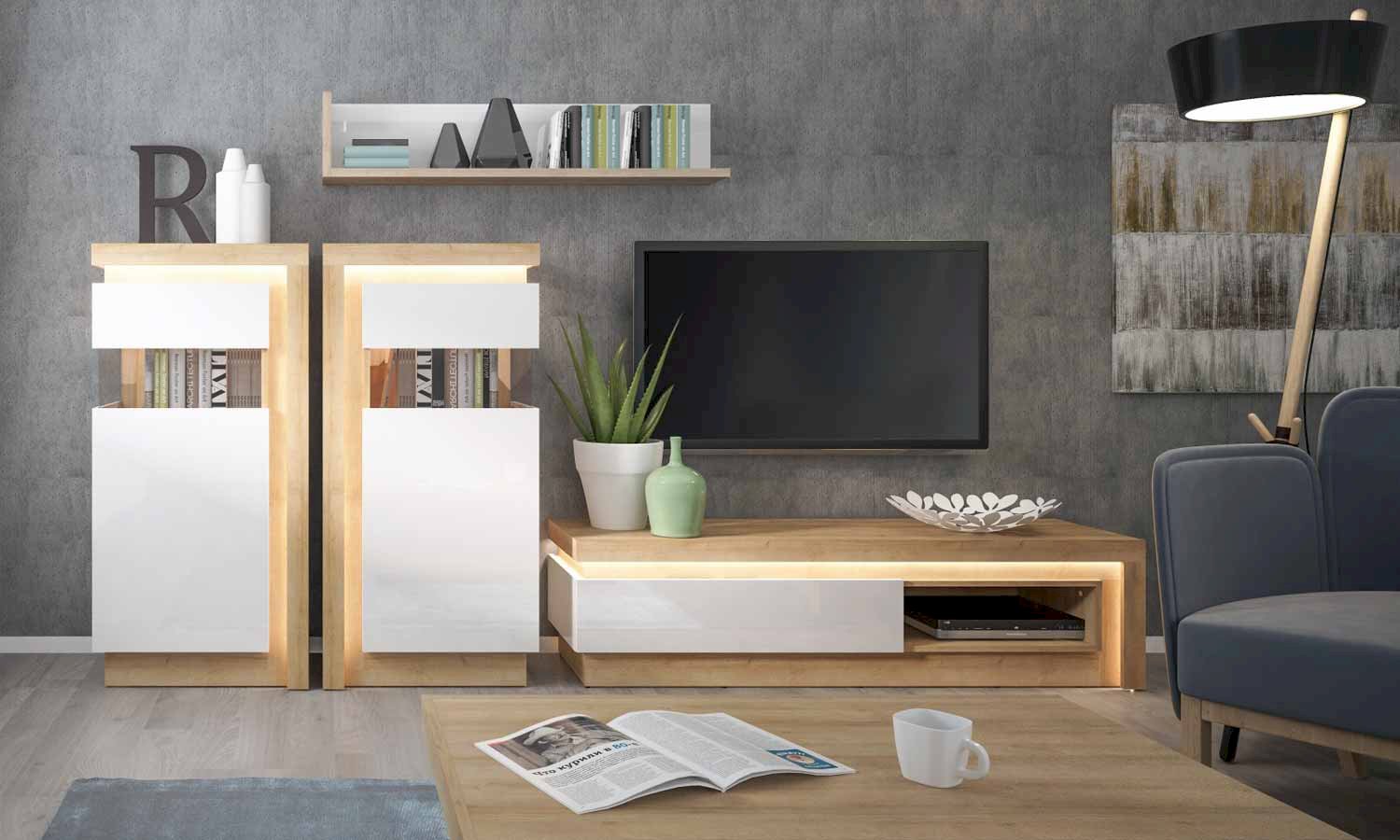 Meble białe z drewnem do pokoju – subtelna klasyka