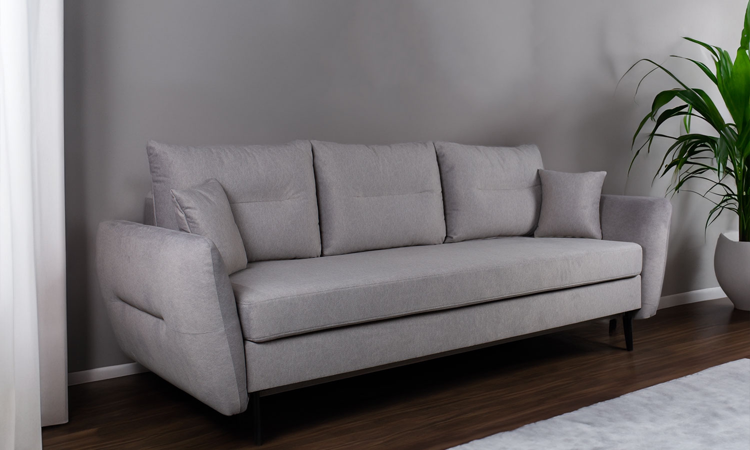 Szara sofa z pojemnikiem Stella
