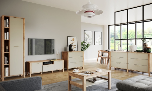 Meble pokojowe Indygo (Dąb Wotan + Beige)