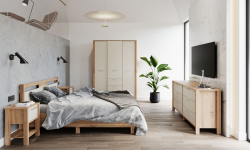 Meble pokojowe Indygo (Dąb Wotan + Beige)