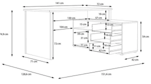 Biurko narożne z komodą Tempra2 T2KB231L-M800 Meble Forte 5
