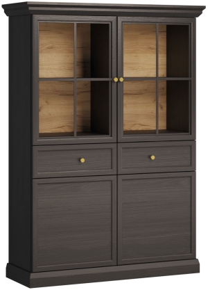 Witryna do salonu w stylu klasycznym Lucca Black Grafit W4D2S