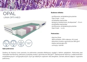 Materac 80x200 kieszeniowy Opal H2 i H3 Optimum Materace 3