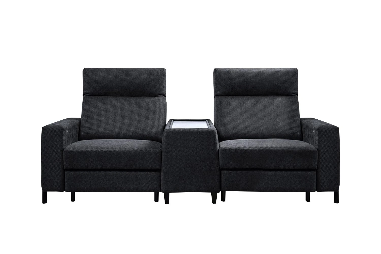 Sofa z dwoma relaksami i półką Alora (Bok L+1,5BB TV+Półka+1,5BB TV+Bok P) Orfeusz Bobo