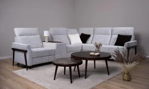 Narożnik z dwoma relaksami i funkcją spania Ambra (Bok L+1,5BB TV+Półka+1,5BB TV+E+2,5D BB+Bok P) Orfeusz Bobo 2