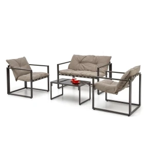 SHARK zestaw ogrodowy ( sofa + fotel 2x + ława ), ciemny brąz / cappuccino Halmar 12