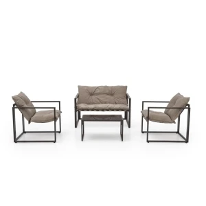 SHARK zestaw ogrodowy ( sofa + fotel 2x + ława ), ciemny brąz / cappuccino Halmar 14