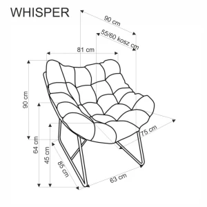 WHISPER fotel wypoczynkowy, czarny / naturalny Halmar 5