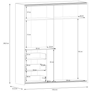 Szafa z lustrem 170 cm Winn 2 W2QS8233S-C830 Meble Forte 3