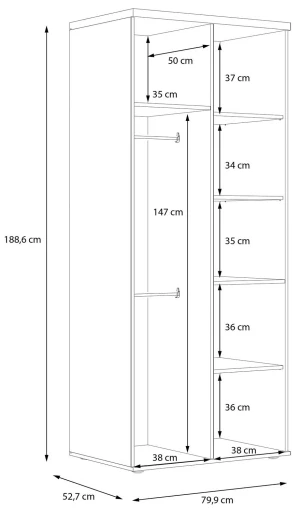 Szafa na ubrania 80cm Winnie WNS92-C830 Meble Forte 3