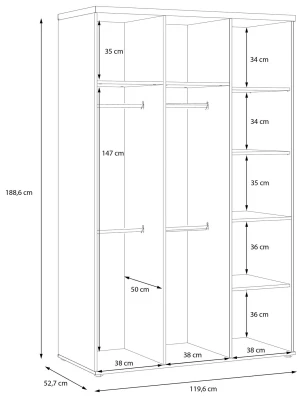 Szafa na ubrania 120 cm Winnie WNS831-C830 Meble Forte 3
