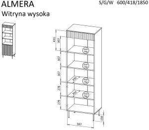 Wysoka witryna Almera Typ 3 Cama Meble 2