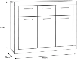 Komoda trzydrzwiowa Baccio BCCK231-C804 Meble Forte 2