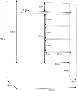 Panel półek wiszących Breathtaker BTHB01-Q193 Meble Forte 3