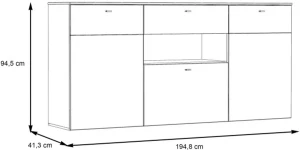 Komoda trzydrzwiowa Como COMK233BT-C175 Meble Forte 2