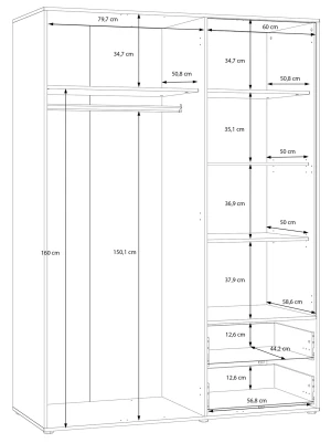 Duża Szafa na ubrania Orkney OKYS831-D108 Meble Forte 7
