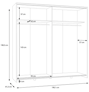 Szafa 190cm w kolorze Biały+Dąb Puccini Schach&matt SHMS42231-M870 Meble Forte 5