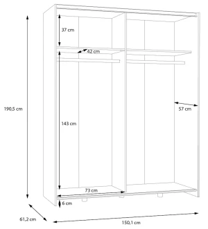 Biała przesuwna Szafa 150 cm Schach&matt SHMS72231-120 Meble Forte 5