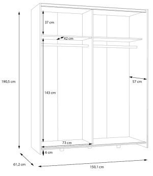 Szafa 150 cm w kolorze Biały+Dąb Puccini Schach&matt SHMS72231-M870 Meble Forte 5