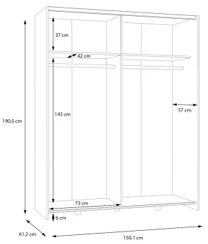 Biała Szafa 150 cm z lustrem Schach&matt SHMS72233-120 Meble Forte 5