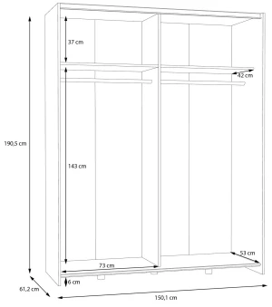 Szafa 150 cm w kolorze Biały+Biały połysk Schach&matt SHMS72233-C04 Meble Forte 5