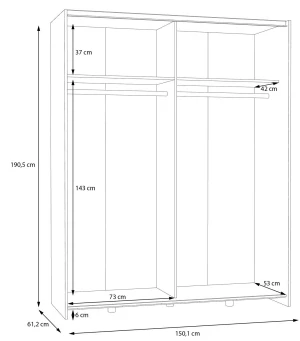 Biała Szafa 150 cm z dużym lustrem Schach&matt SHMS72235-120 Meble Forte 5