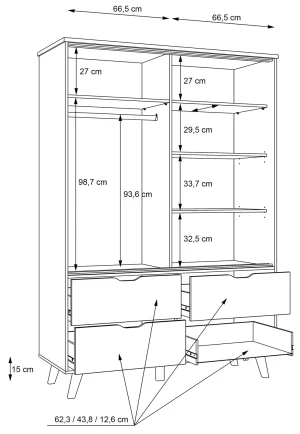 Pojemna Szafa ubraniowa Vankka VNKS821-C338 Meble Forte 5