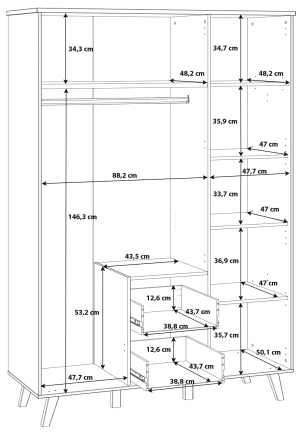 Duża Szafa na ubrania Vankka VNKS832-M801 Meble Forte 4