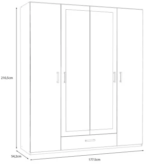 Biała Szafa z lustrem Econobox 2 ECBS944-120 Meble Forte 2