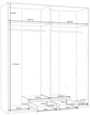 Biała Szafa z lustrem Econobox 2 ECBS944-120 Meble Forte 3
