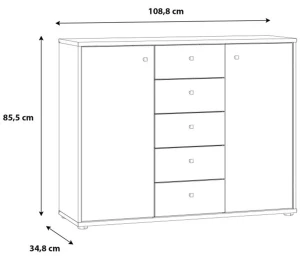 Szeroka biała komoda ARCHBOX T2KK45-120 Meble Forte 3