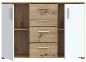 Szeroka komoda w kolorze dąb artisan+biały Net106 IKLK231-C830 Meble Forte 5