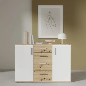 Szeroka komoda w kolorze dąb artisan+biały Net106 IKLK231-C830 Meble Forte 8