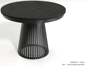 Okrągły stół rozkładany Garda czarny+czarny/black paintflow Jarstol 1