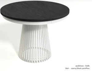 Okrągły stół rozkładany Garda biały+czarny/black paintflow Jarstol 1