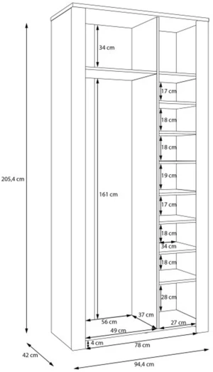 Szafa ubraniowa Chisbury BHLS923-M482 Meble Forte 5