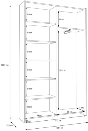 Szafa przesuwna 120 cm Home nook HMNS62232-120 Meble Forte 5