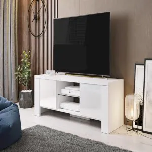 Szafka pod telewizor West (Biały + Biały połysk) Cama Meble 3