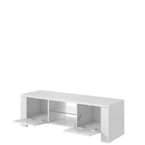 Szafka pod telewizor West (Biały + Biały połysk) Cama Meble 2