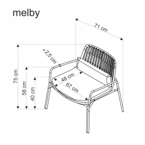 MELBY fotel wypoczynkowy, stelaż - biały, tapicerka - popielaty (2p=6szt) Halmar 12