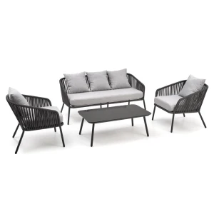 ROCCA zestaw ogrodowy ( sofa + fotel 2x + ława ), ciemny popiel / jasny popiel Halmar 20