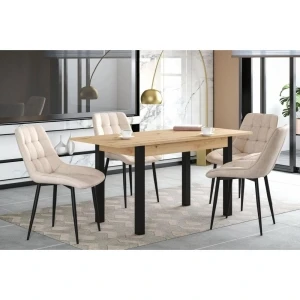 Stół rozkładany (dąb artisan + czarny) 120(160)x70 Furnitex 4