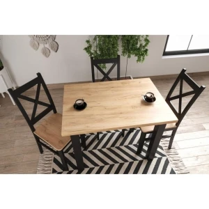 Stół (dąb złoty craft/czarny) 70x100 Furnitex 4