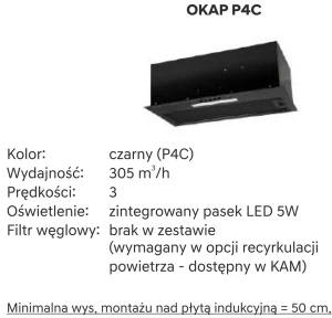 45 Górna 1 drzwi głęboka, zabudowa okapu, wys.61 (czarny okap) KAM 2