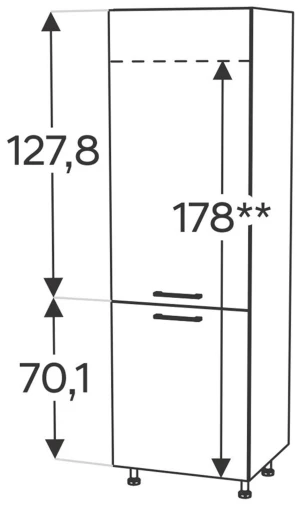 60 słupek zabudowa lodówki, wys.209-214 KAM 2