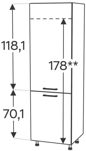 60 słupek zabudowa lodówki, wys.199-204 KAM 2
