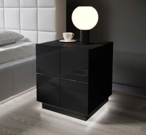 Szafka nocna Reja (2szt.) czarny z oświetleniem LED Cama Meble 3