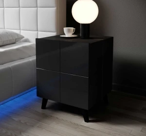 Szafka nocna Reja (2szt.) czarny z oświetleniem LED Cama Meble 4